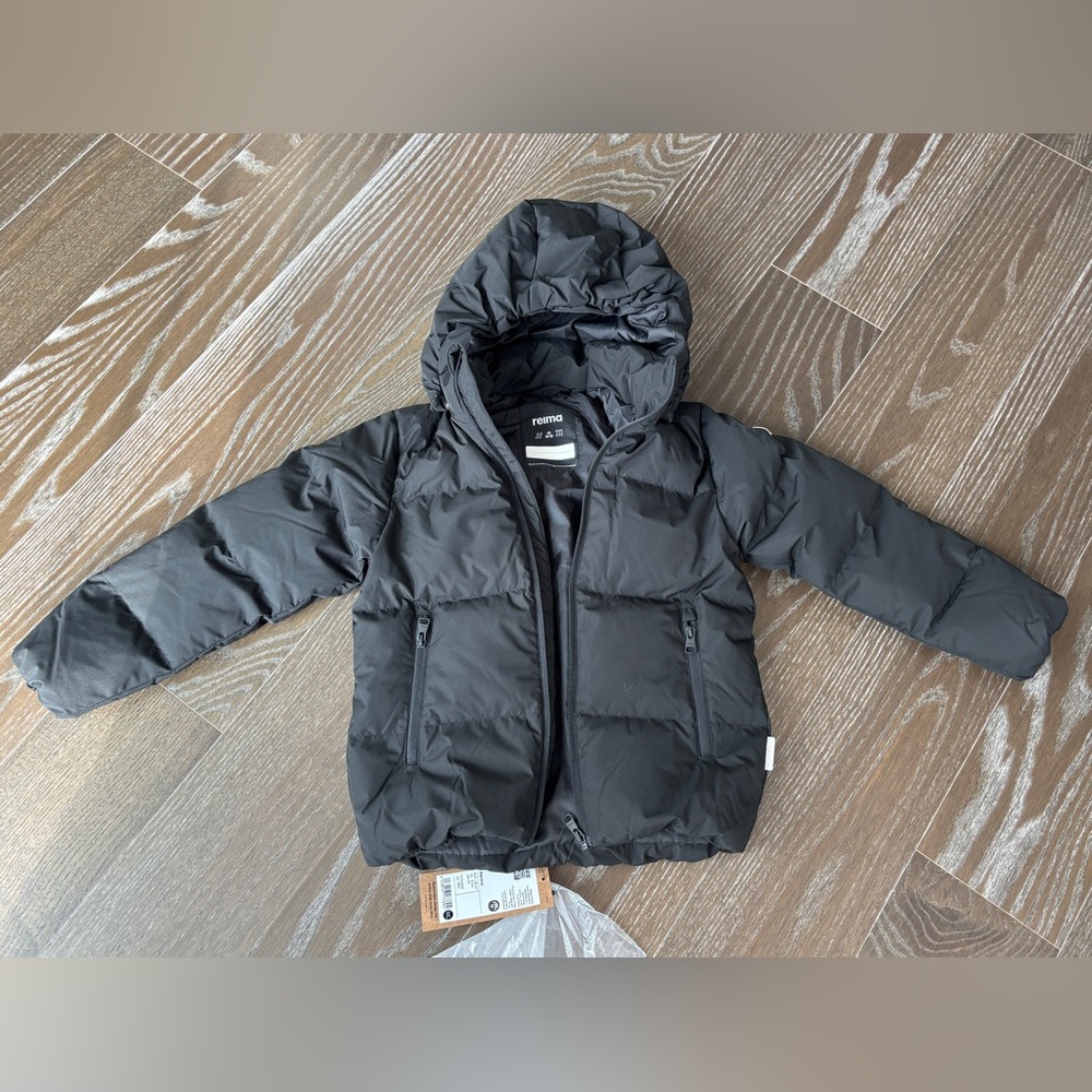REIMA Paimio Power Down & Feather Jacket, black EUR 128 cm/USA 8Y, NWT